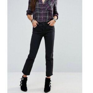 Free People Black High Rise Jasper Cropped Ankle Straight Jeans 28